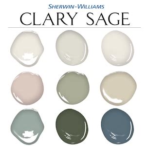 Sherwin Williams Clary Sage Palette Complementary Whole House Etsy