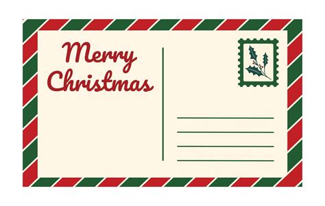 Vector Vintage Christmas Postcard Template Isolated On White Background