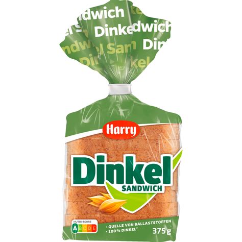 Harry Dinkel Sandwich 375 g Toast Weißbrot Brot Brötchen Brot