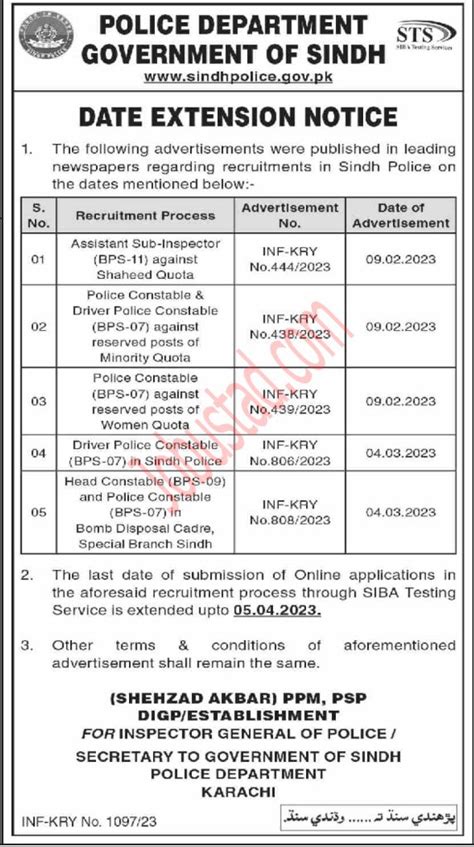 Sindh Police Jobs 2024 Application Form Advertisement