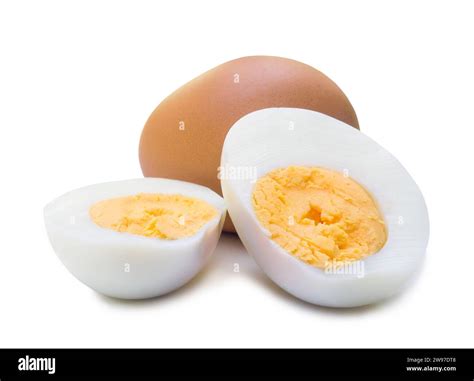 Close Up Of Boiled Chicken Eggs With Peeled Halves Are Isolated On