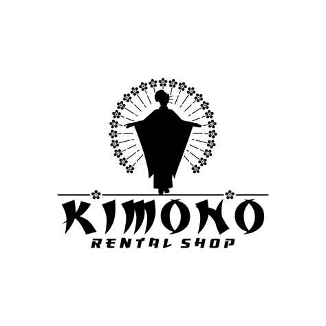 Silhouette of Japanese Woman Wearing Kimono, Shop Boutique Logo or ...