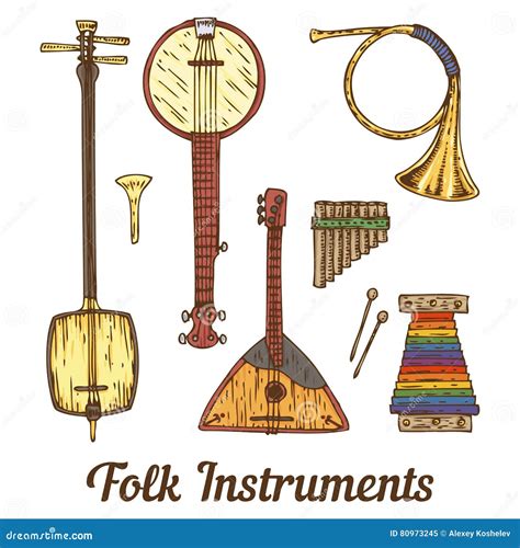 Folk Musical Instruments stock vector. Illustration of instrument ...