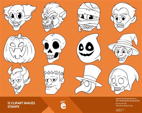 Cartoon Halloween Heads Clipart Vector Graphics Bundle - FriendlyStock