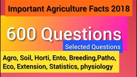 Collection Of 600 Agriculture Questions All Agri Subjects For All