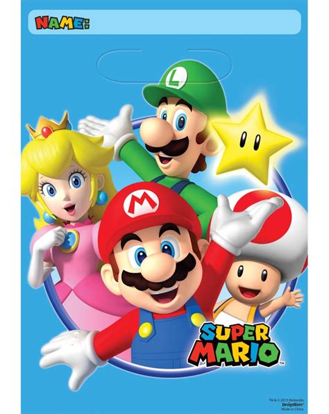 Super Mario Birthday Party Favour Bags 8 Pk Party City