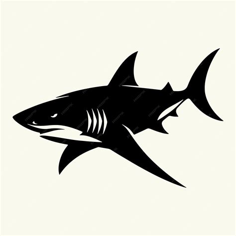 Shark Line Art Vector Illustration Black Silhouette Premium Ai