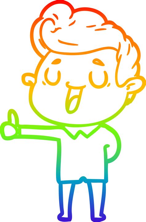 Rainbow Gradient Line Drawing Happy Cartoon Man 38110728 Png