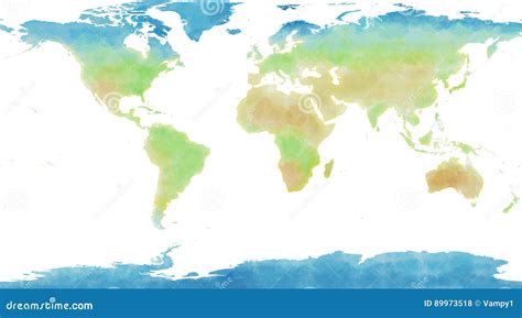 Mapa Del Mundo Mano Dibujada Pinceladas Ilustradas Stock De