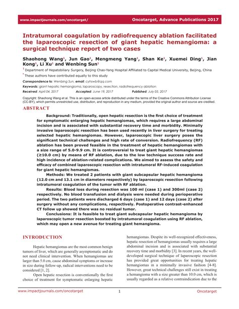 Pdf Intratumoral Coagulation By Radiofrequency Ablation Facilitated