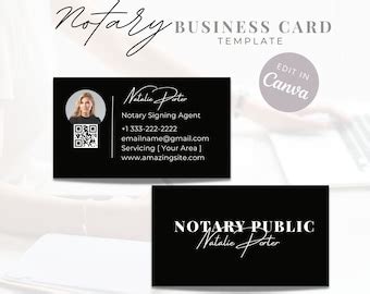 Notary Business Card Template Etsy