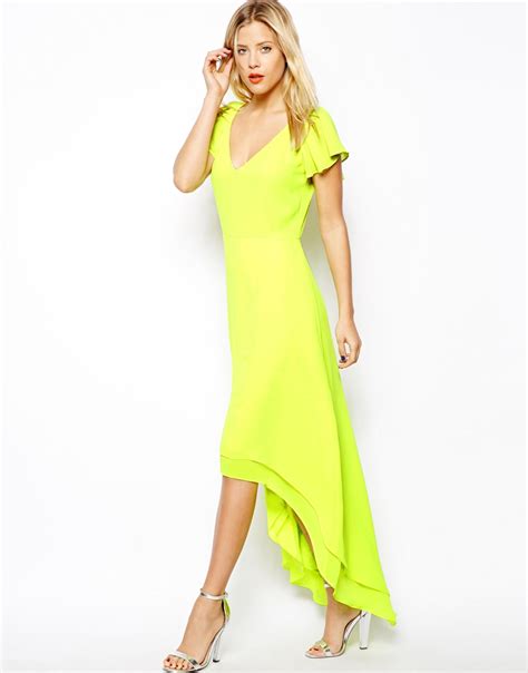 Lyst Asos High Low Hem Maxi Dress In Yellow