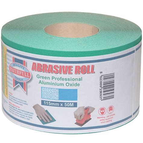 Faithfull Aluminium Oxide Sanding Paper Roll Green 115mm X 50m 80G