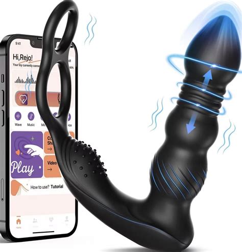 Thrusting Anal Vibrator Prostate Massager With 2 Vibrating Cock Ring