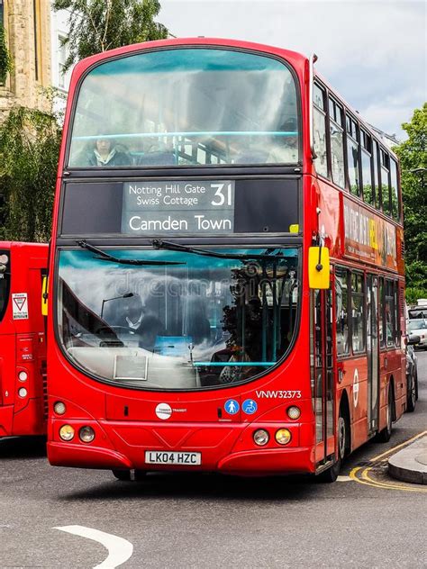 Red Bus In London Hdr Editorial Stock Image Image Of Town 106500129