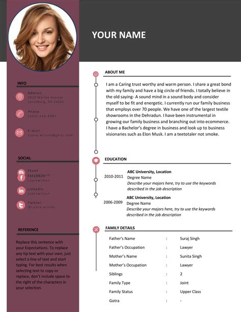 Marriage Bio Data Format For Grooms And Brides