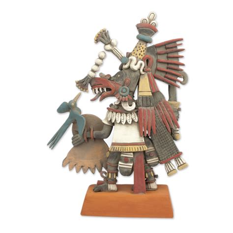 UNICEF Market Signed Ceramic Aztec Sculpture From Mexico Aztec Deities