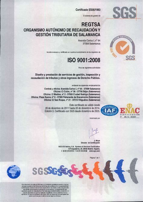 Certificado Iso Renovaci N Regtsa