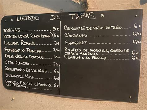 Menu At El Rinc N Pub Bar Valencia