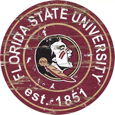 Fan Creations Florida State University Distressed Round Sign Academy