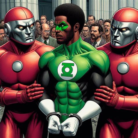 Arrested For Heroism Green Lantern John Stewart Escorted By The Manhunters Based On That