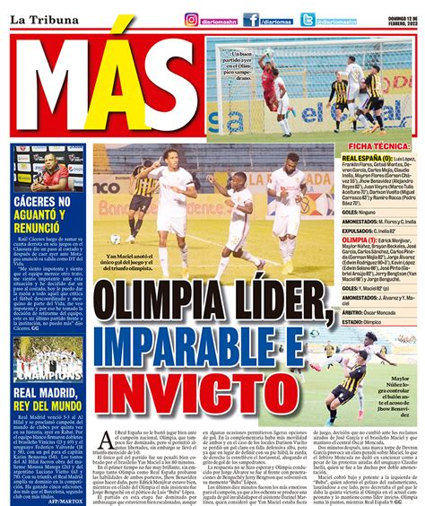 OLIMPIA LÍDER IMPARABLE E INVICTO Diario La Tribuna