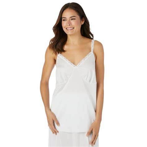 Comfort Choice Womens Plus Size Lace Trim Camisole Full Slip