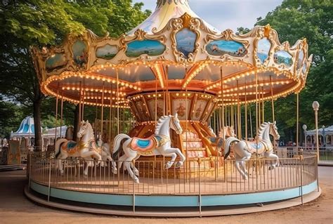 Premium Photo Horses On A Carnival Merry Go Round