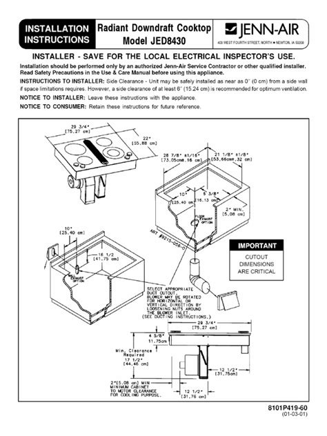 Jenn-Air Installation Guide | PDF | Electrical Wiring | Electrical Components