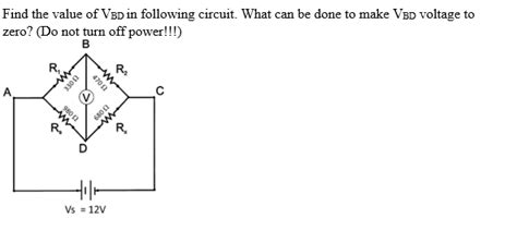 Solved Find The Value Of Vbd In Following Circuit What Can Chegg