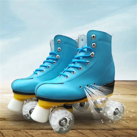 New Adult Double row roller skates Four wheel skates Adult Men and women outdoor Skates shoes-in ...