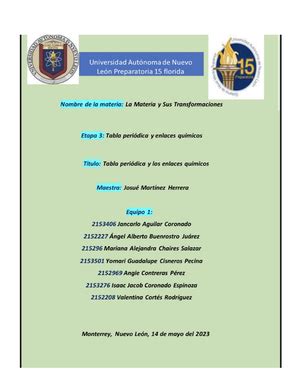 PIA la materia y sus transformaciones la química El nuevo estado de