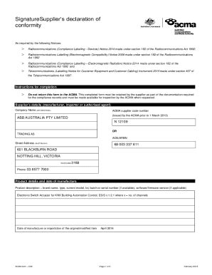 Fillable Online Supplier S Declaration Of Conformity Fax Email Print