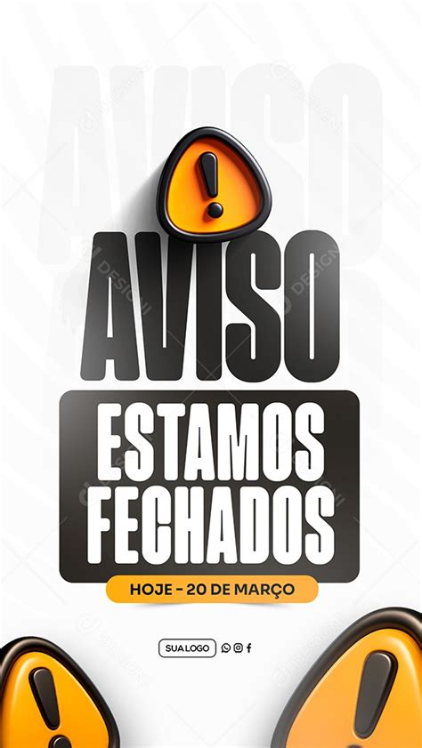 Estamos Fechados - Story Aviso Estamos Fechados Social Media PSD Editável [download] - Designi