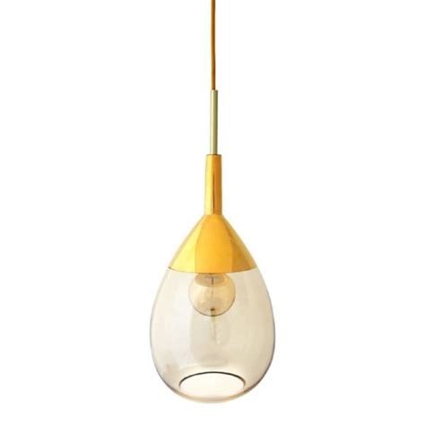 Long Drop Gold Smoked Glass Ceiling Pendant Hanging On Long Cable