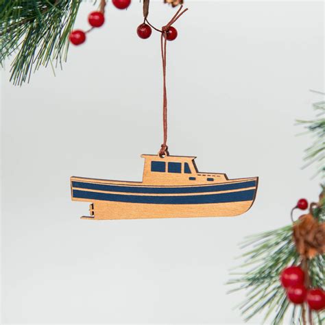 Lobster Boat Ornament Christmas Holiday Decor T Etsy