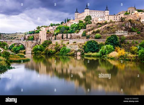 Toledo Spain Town Skyline On The Tagus River Stock Photo Alamy