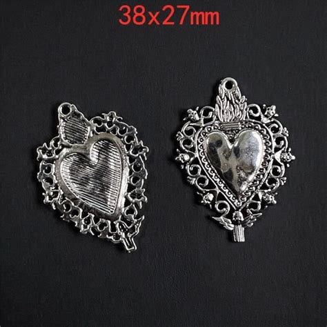 Or antique Breloques En Forme De Cœur 6 Pièces Pendentif Corazon