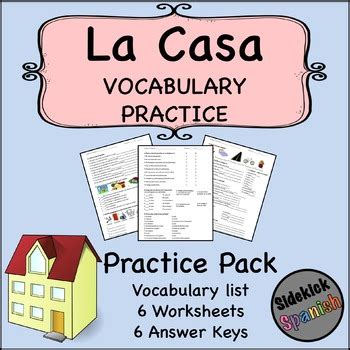 La Casa Vocabulary Practice Worksheets Así Se Dice Level 1 Chapter 2