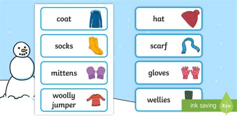 Winter clothes labels (teacher made)