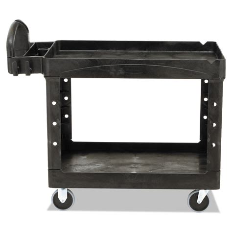 Heavy-Duty Utility Cart with Lipped Shelves, Plastic, 2 Shelves, 500 lb Capacity, 25.9" x 45.2 ...