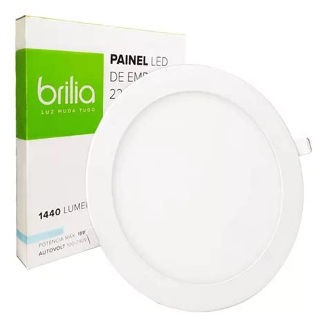 Painel Led Embutir 18w Redondo 22 5cm Neutro 4000k Brilia Cor Branco