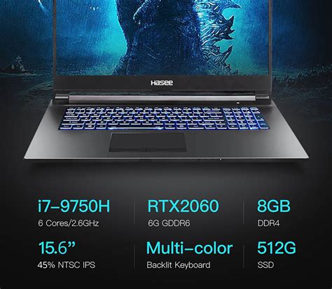 Hasee Z8-CT7NA Gaming Laptop 15.6 Inch 8GB 512GB Black