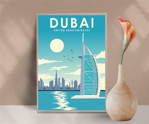 Visit To Dubai Vintage Travel Art Travel Poster Etsy