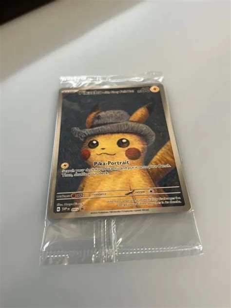 Pikachu With Grey Felt Hat Promo Pok Mon Card Van Gogh New