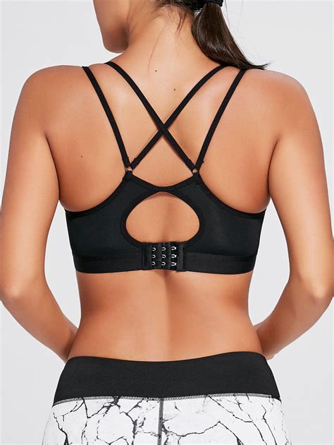 [28 Off] Cutout Padded Criss Cross Sports Bra Rosegal