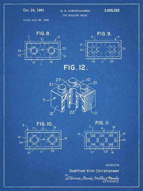 Pp Blueprint Lego Building Brick Patent Poster Digital Art By Cole