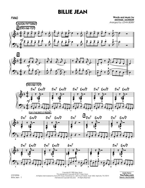 Billie Jean Piano Sheet Music