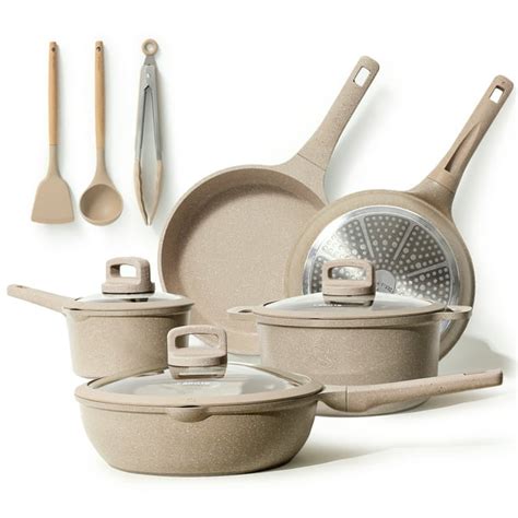 Carote Nonstick Induction Pots & Pans Cookware Sets: 11-Piece (Taupe ...