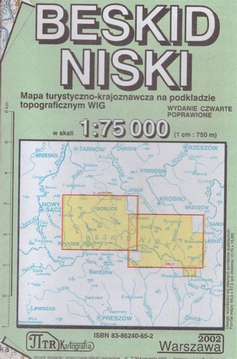 BESKID Niski Mapa turystyczno krajoznawcza na podkładzie